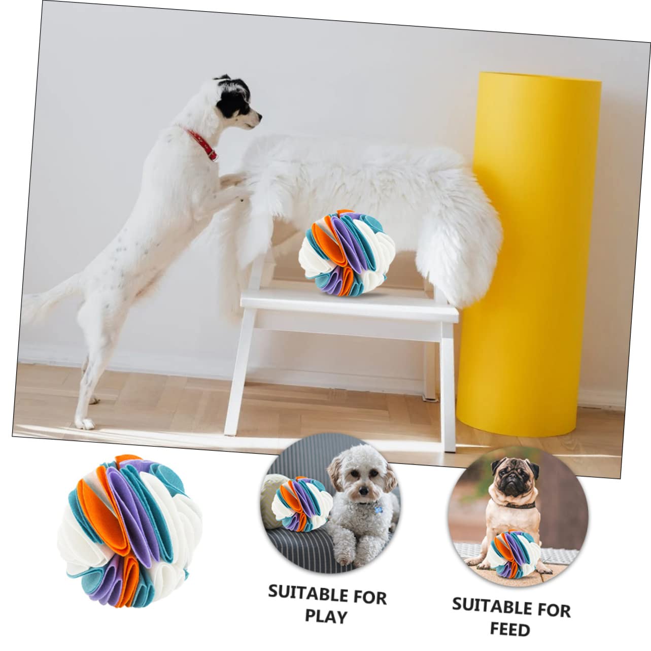 GALPADA Pelota Olfativa para Perros Interactiva, Juguete Masticable de Fieltro Duradero, 20 Cm, para Entretenimiento en Casa y Jardín, Adecuada para Perros Pequeños y Medianos