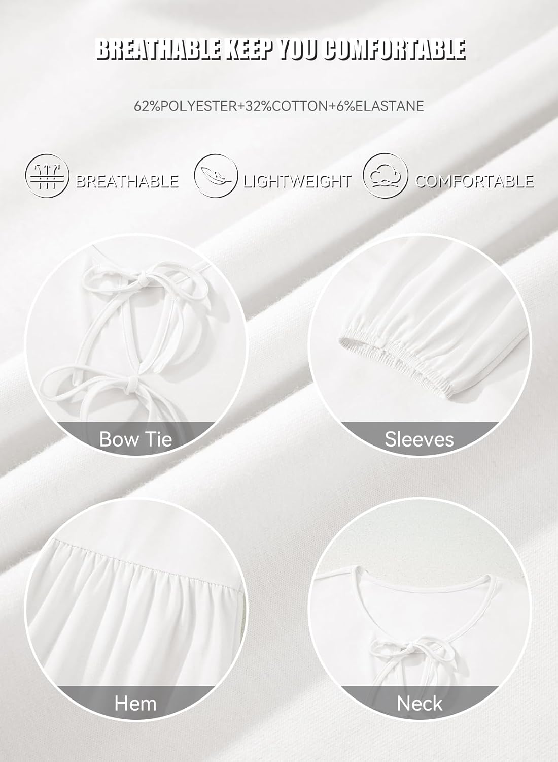 AlvaQ Womens Plus Size Tops Fall Fashion Bow Tie Front Puff Sleeve Crewneck Babydoll Peplum Blouses Shirt L-4XL - Image 6