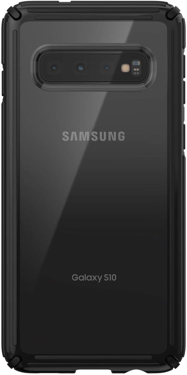 Speck Products Compatible Phone Case for Samsung S10, Presidio V-Grip Case (Clear/Black)