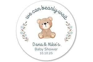 We Can Bearly Wait Personalized Baby Shower Party Favor Labels