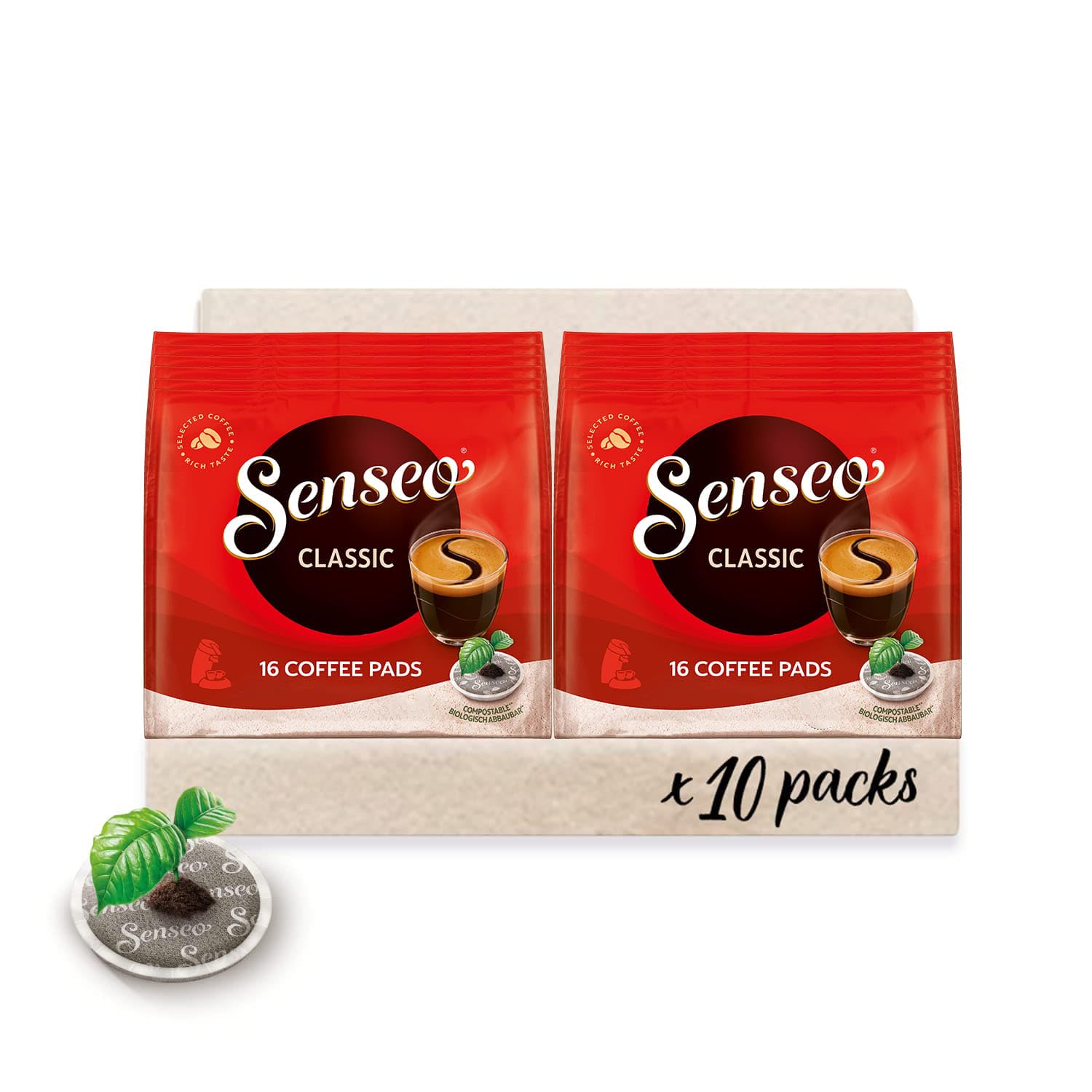Senseo Pads Classic, 10 x 16 Getränke, 160 Kaffeepads