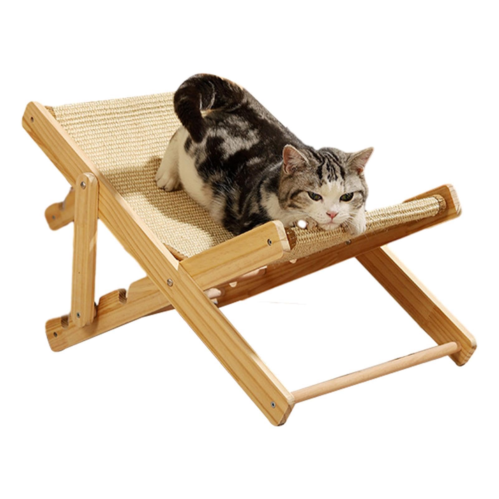 Entspannter Katzensitz: Erhöhte Liegestuhl für Hunde, Haustier-Hängematte | Kratzstuhl aus Sisal | erhöhter Liegestuhl | Verstellbarer Haustier-Lounge, Liegeplatz aus | Sofa für Katzen