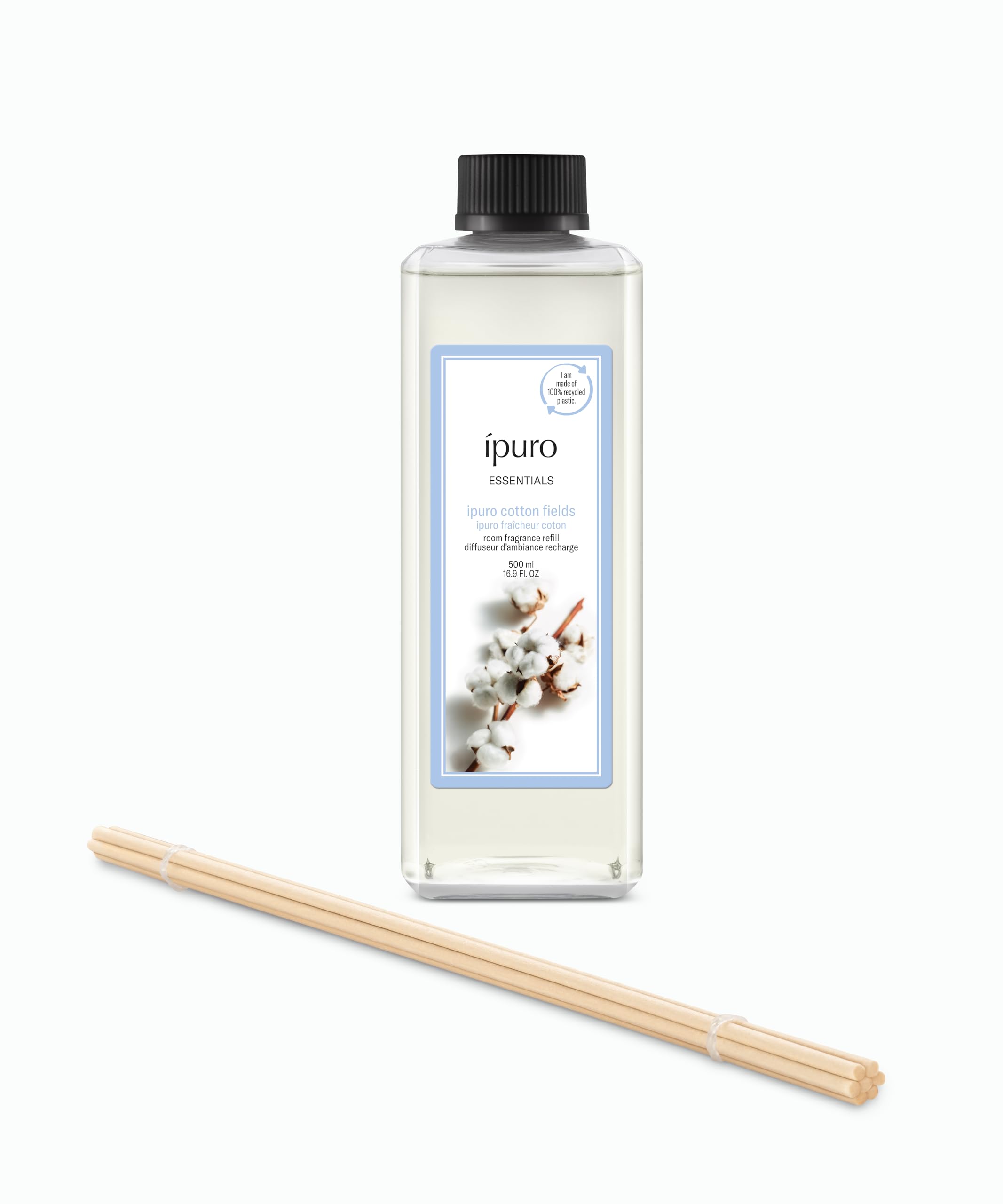 ipuro Essentials Nachfüller COTTON FIELDS Raumduft 500 ml - Refill Raumerfrischer mit Sternanis, Vanilleblume & Geranie, Rose, Veilchen, Zedernholz Duft Aroma - Lufterfrischer Nachfüllflasche