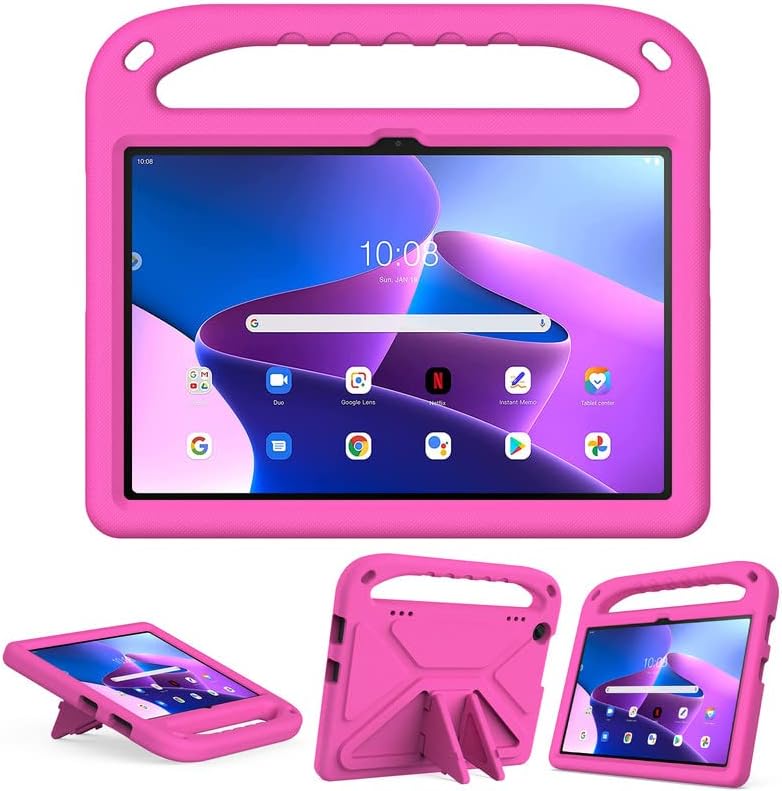 Kids Case For Lenovo M10 3rd Gen TB328FU 10.1-Inch 2022, EVA Foam Lightweight Shockproof Duarable, Tablet Cover with Handle Stand Case For Children Firendly, Rose