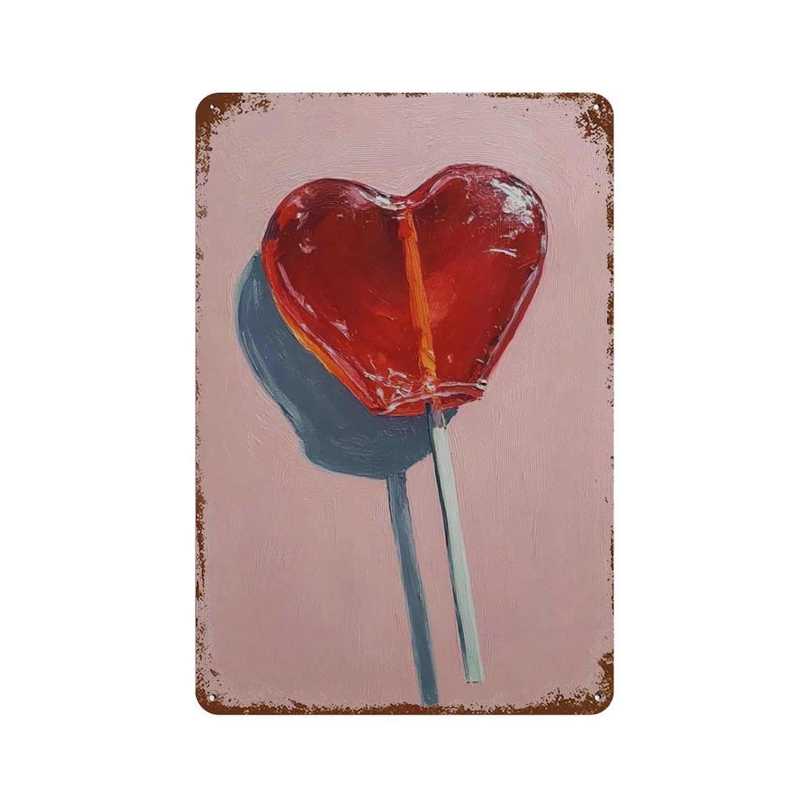 xiaoxiaoshen He Lollipop Pop Candy Red Love Painting Modern Sweet Treat Work Pink Romantic Wall Decor Art Metal Tin Poster Modern Home Decor Art Home Bar Shop Decorations Vintage Sign 30x20cm