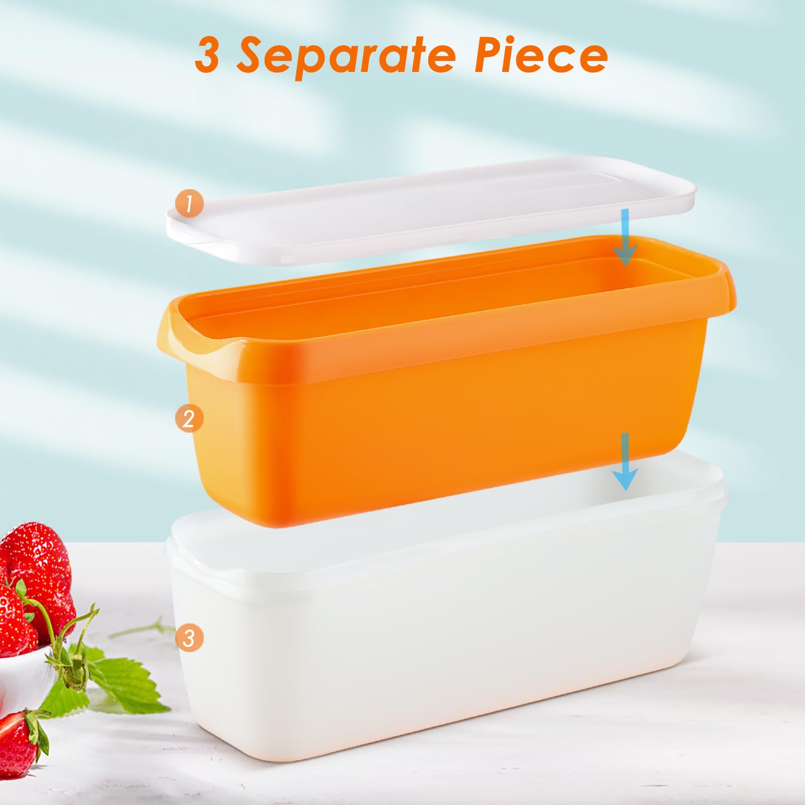 Eisbehälter für Speiseeis,BPA frei, 2er-Set Eisbehälter für Speiseeis 1.5 L, Wiederverwendbare Hausgemachte Eiscreme-Behälter mit Deckel, Für Selbstgemachtes Eis, Sorbets, Joghurt
