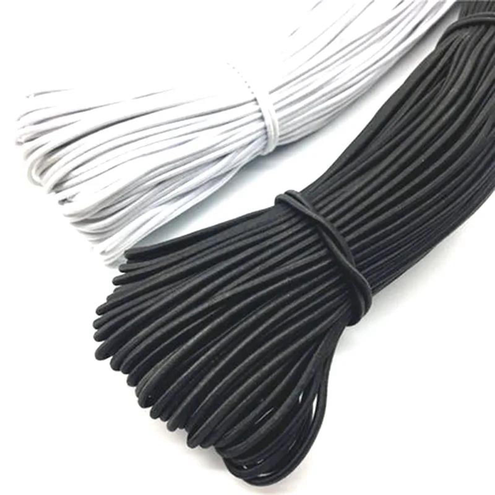 Bandas elásticas Banda elástica ancha y plana Cuerda elástica resistente de 20 metros, color blanco y negro, de 1 a 5 mm, ideal for coser prendas y accesorios de bricolaje. Blanco, 2 mm.(Schwarz,1mm)