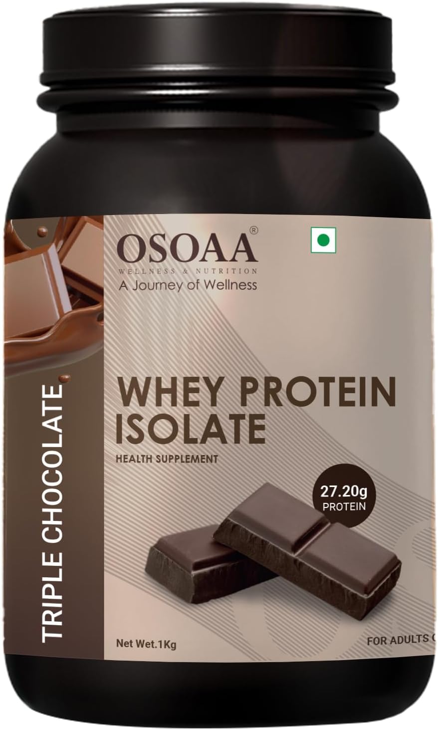 Whey Protein Isolate Powder 1kg, Triple Chocolate | 27.2g Protein Powder for Muscle Support & Recovery | 100% Authentic Protein Supplement Powder & No Adulteration