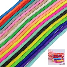 8000Pcs Flat Round Beads,Heishi Beads Polymer Clay Disc Bead Flat Vinyl Beads,Polymer Flat Clay Beads,Flat Round Polymer Clay Beads,Polymer Clay Beads Flat Round Beads Vinyl Disc Beads Handmade Loose Spacer Bead(6mm, 20Colors)