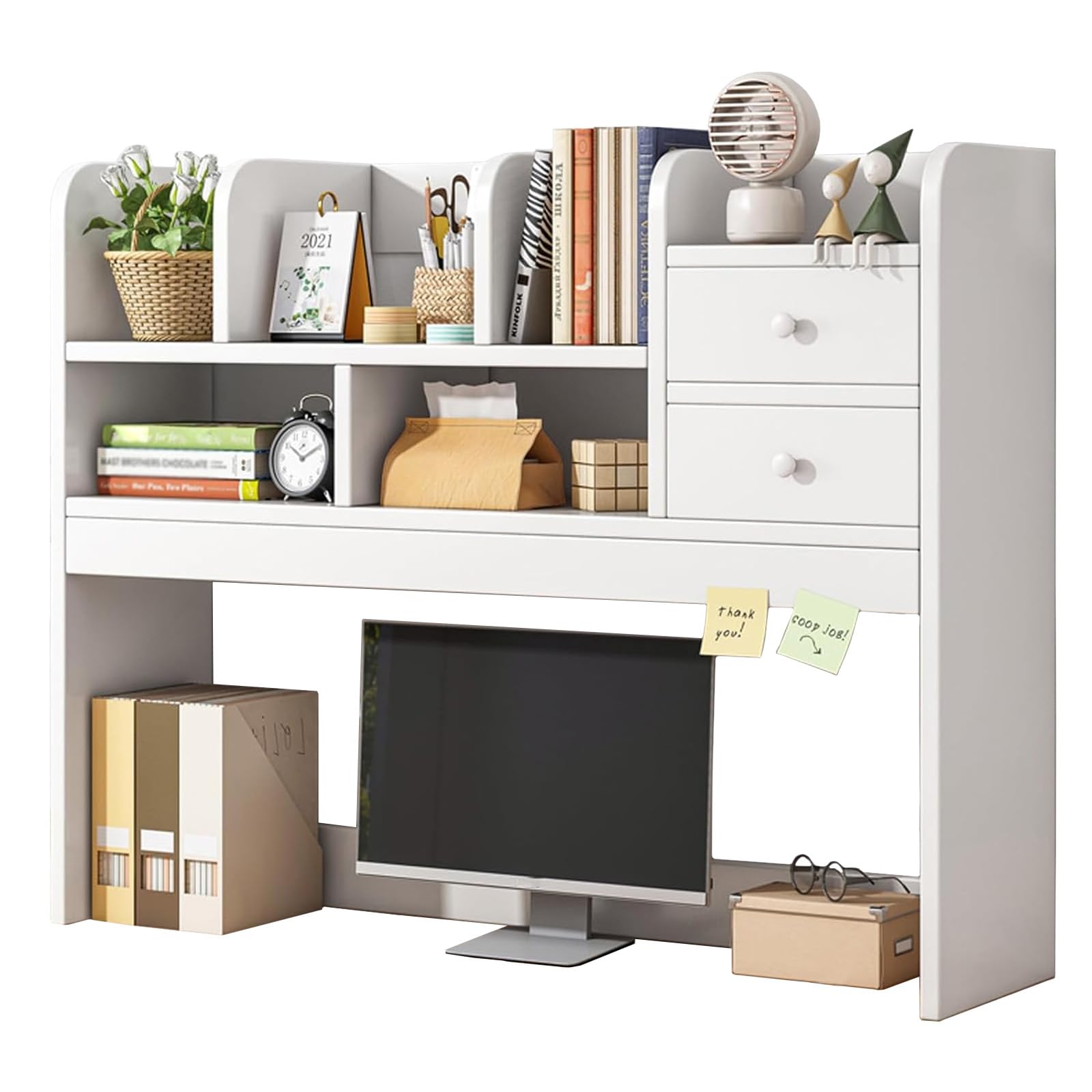 Desktop-Bücherregal Tischregale Schreibtisch-Bücherregal 72x17x78CM Massivholz-Desktop-Bücherregal Für Computertisch Multifunktion Desktop Organizer Für Bürowohnheim Wohnkultur (Warmweiß)
