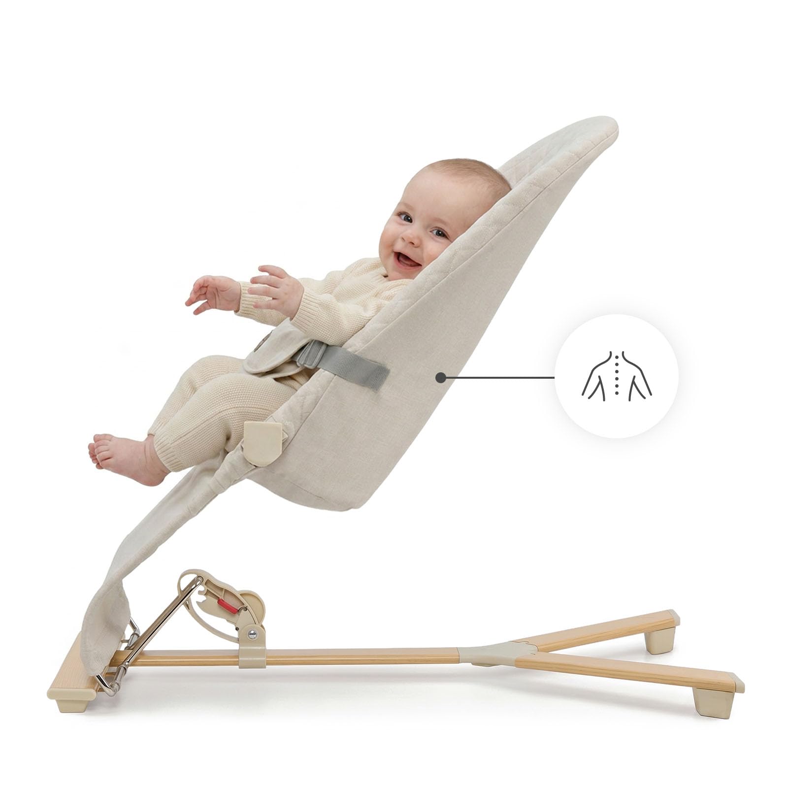 Kinderkraft MIMI, hamaca bebé, sin pilas, 3 posiciones, Beige