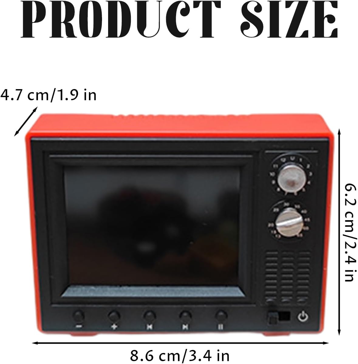 Dollhouse TV 1:12 Scale USB Rechargeable Mini TV Toy That Can Play Video with LCD Screen & 180° Rotatable Antenna Dollhouse Furniture for DIY Setting, Red