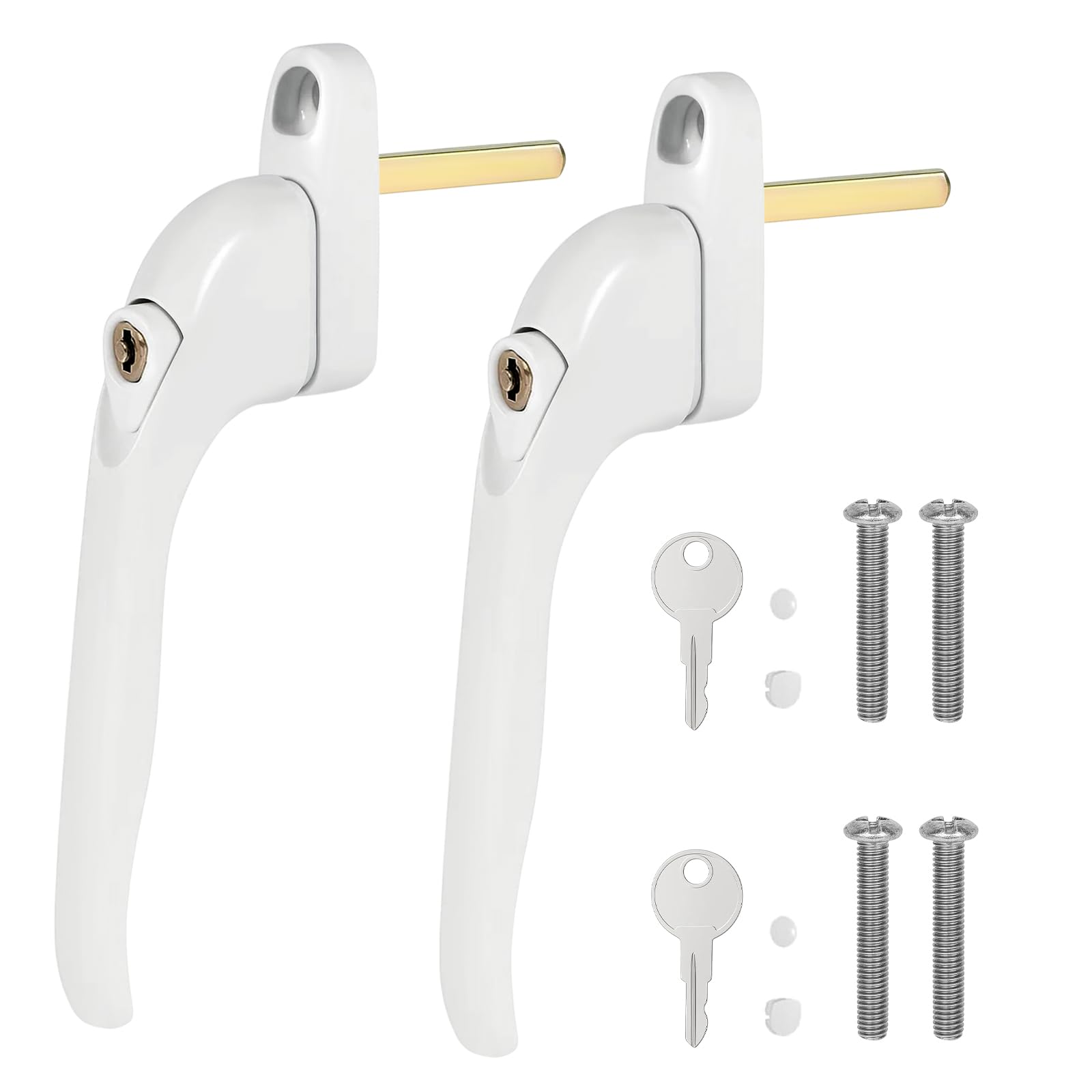 M.J COMFY-LIFE 2 Pack Universal Espag Window Handles - White 41mm Lockable Window Handles with Keys Fits UPVC, Aluminum & Double Glazed Windows Durable Zinc Alloy Construction