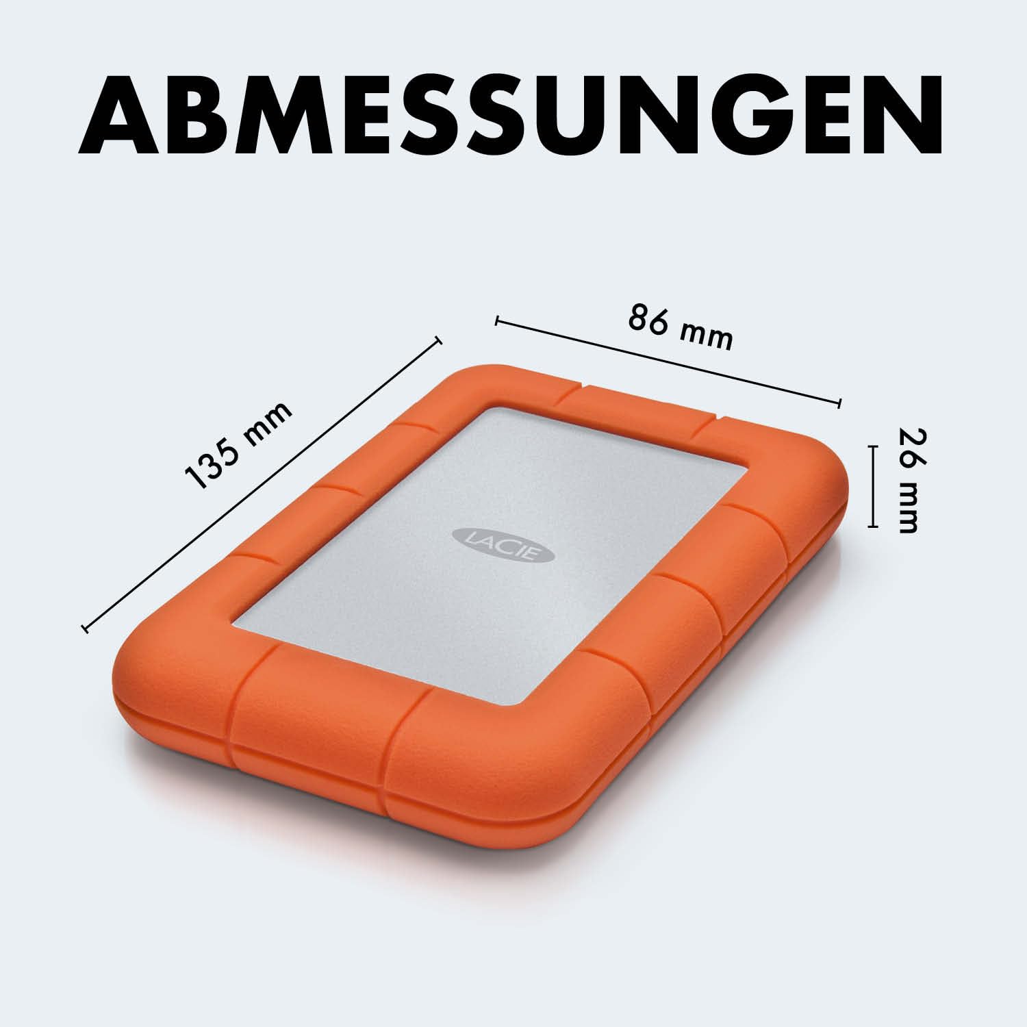 LaCie Rugged Mini 4TB tragbare externe Festplatte, 2.5 Zoll, PC & Mac, inkl. USB-C w/o USB-A Kabel, Data Rescue Service (LAC9000633)