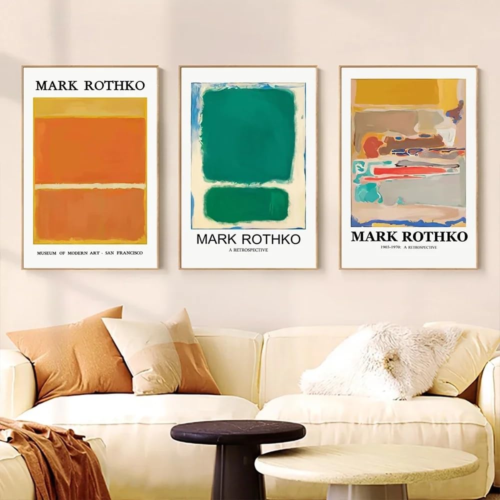 Affiche Mark Rothko 40x60cm tableau abstrait rétro sur toile moderne sans cadre