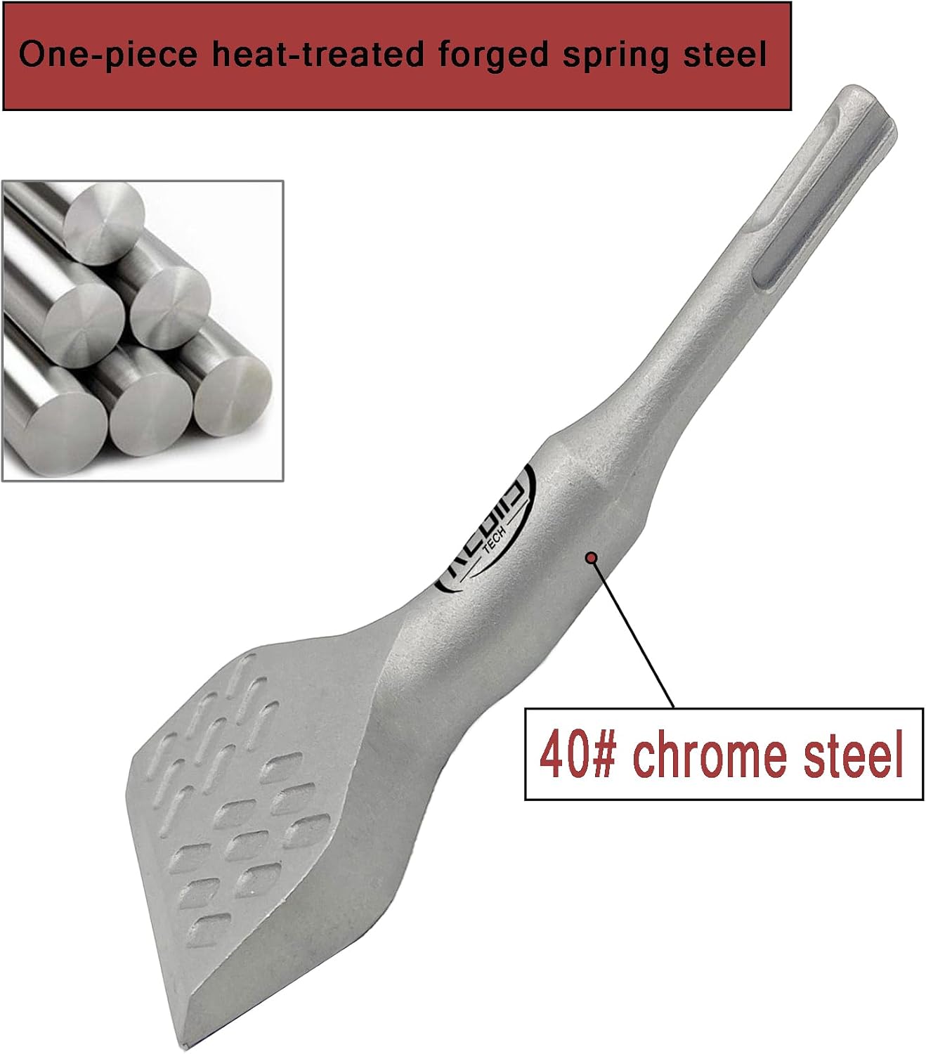 SDS Plus Floor Scraper 3 in. x 6.5 in. Wide Angled Flooring Adhesives Remover, Cranked Thinset Removal Tool Chisel Bit for Rotary Hammer Drill