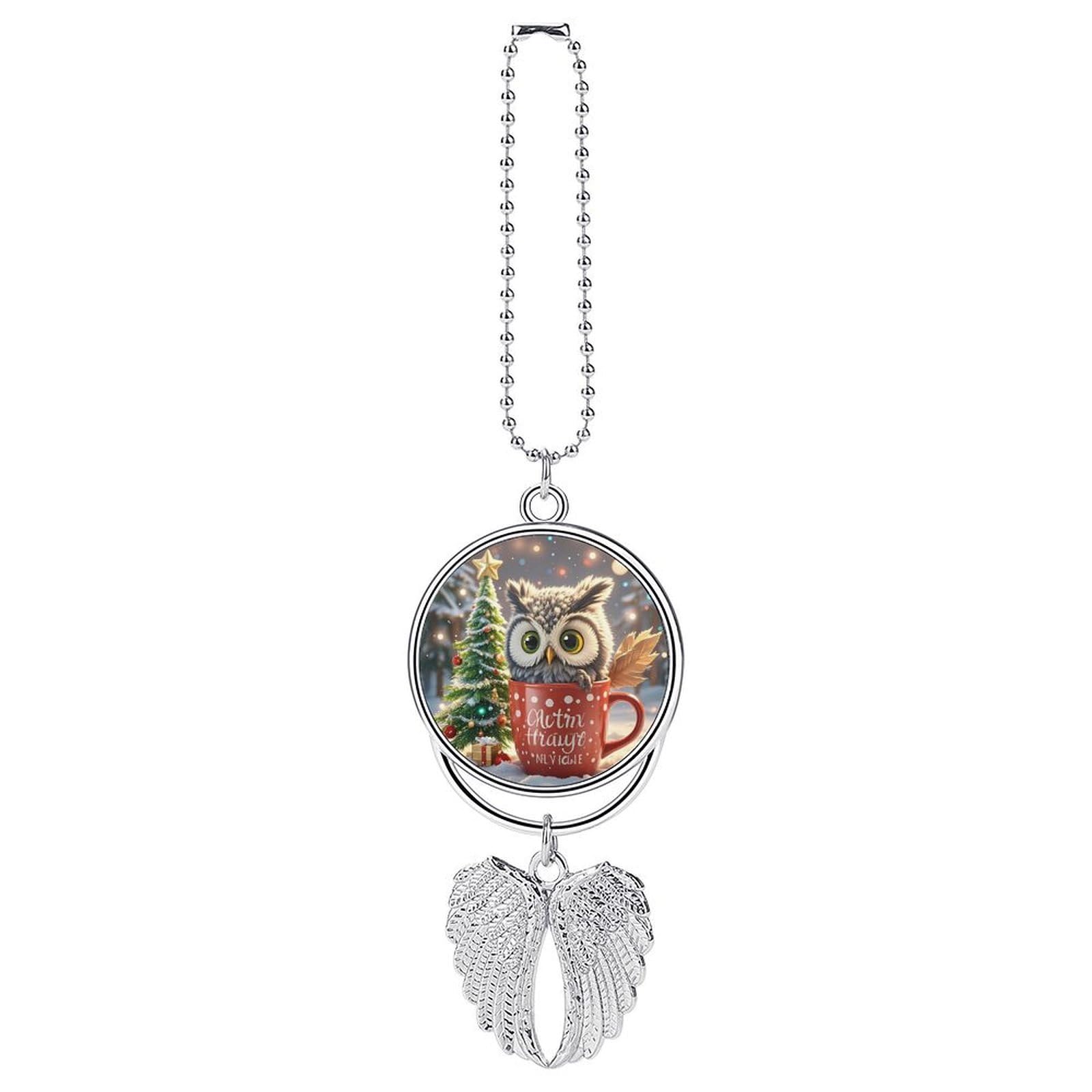 Owl Cup Car Pendant Hanging Swing Auto Rear View Mirror Hanging Car Rear View Mirror Charm Truck Hanger Ornament Charm for Car Rear View Mirrors Accessories