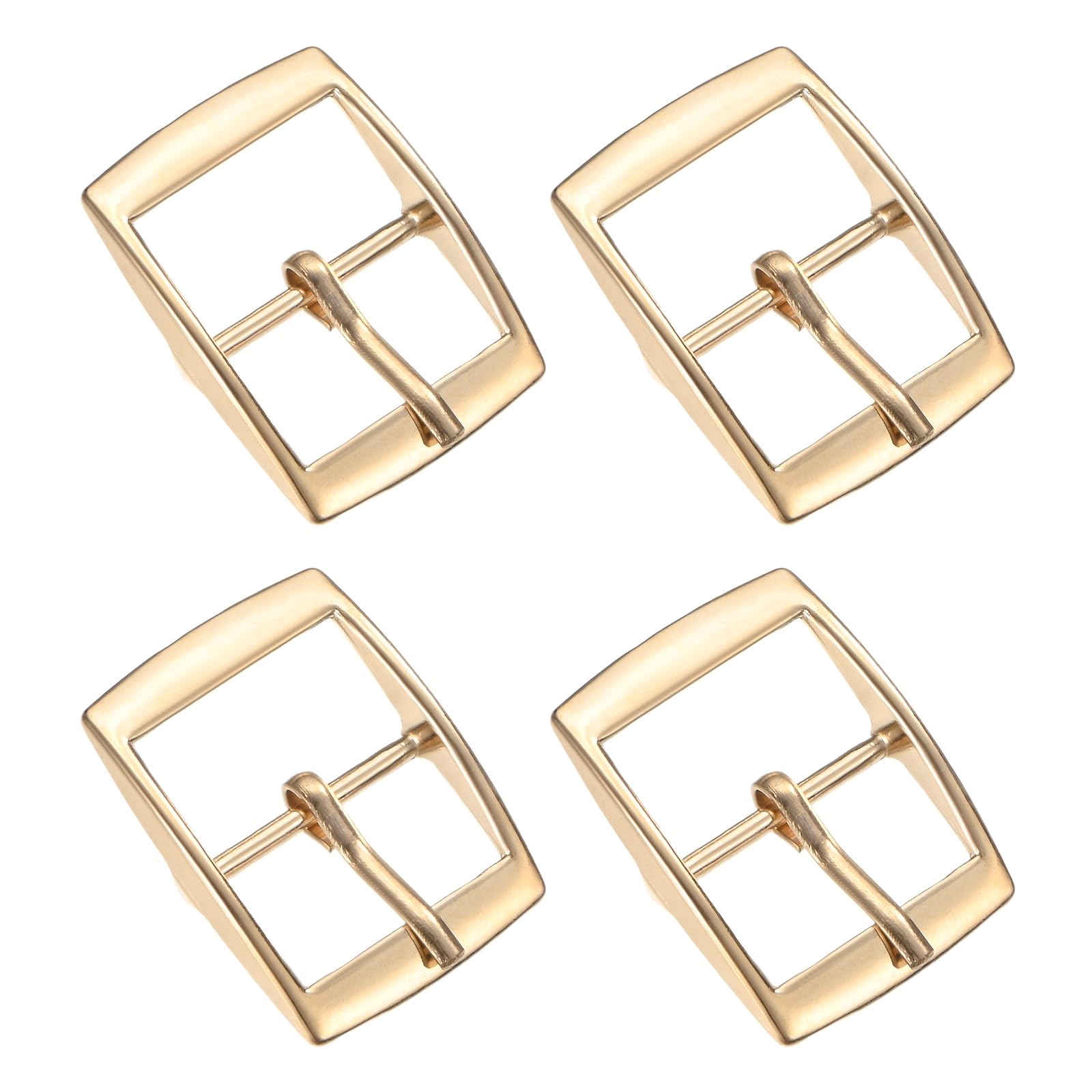 TIXIPEM 1.18 IN(30mm) Metal Single Prong Buckle [4Pcs] - Webbing Belts Center Bar Buckle Use for Leather Bags Craft & Purse & DIY Accessories - [Gold Tone] Square Loops Clasp