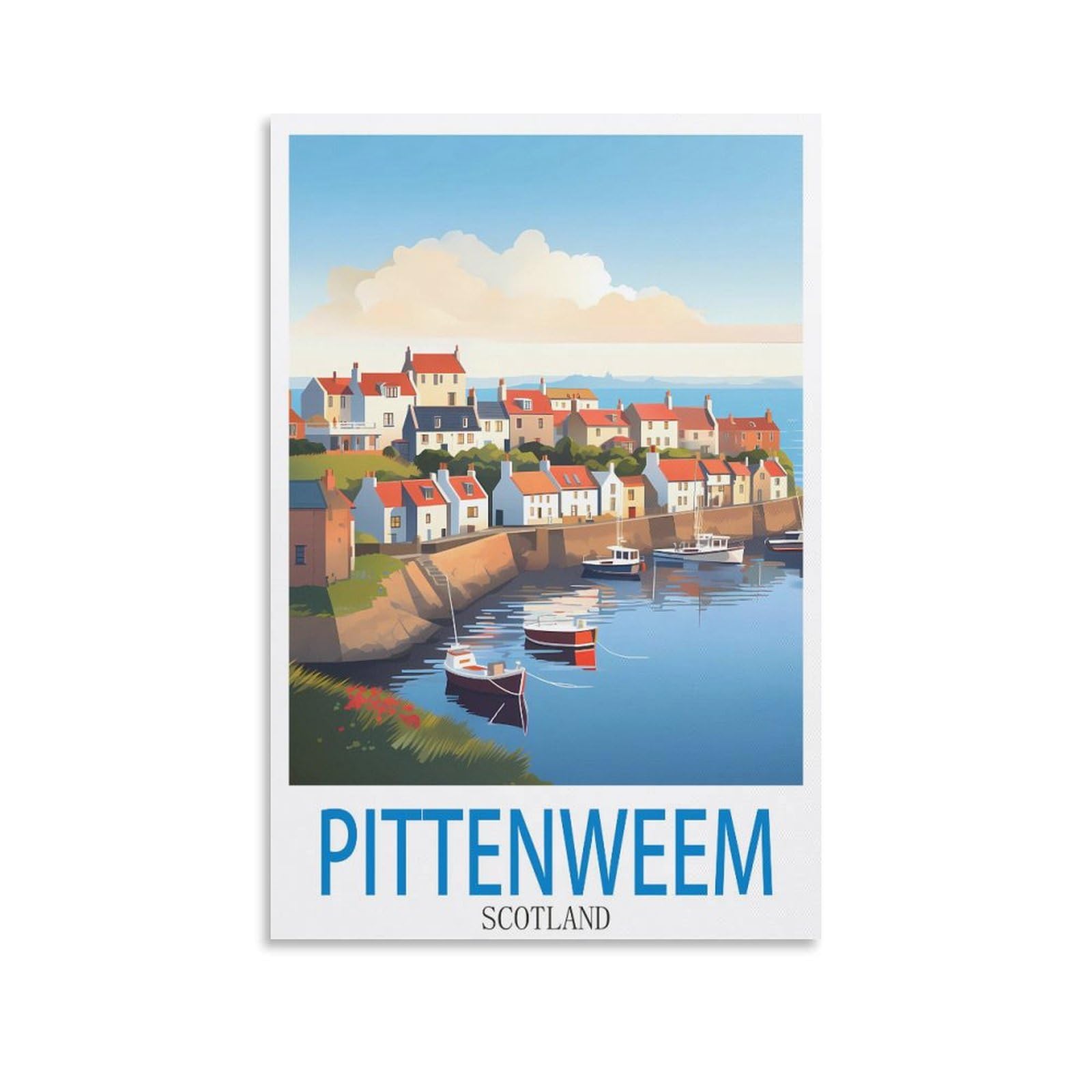 EZMLFA 5D Diamond Painting Kits for Adults,Pittenweem Scotland,Diamond Painting,Landscape Gem Art Kits Adult and Crafts Home Decor 50x60cm