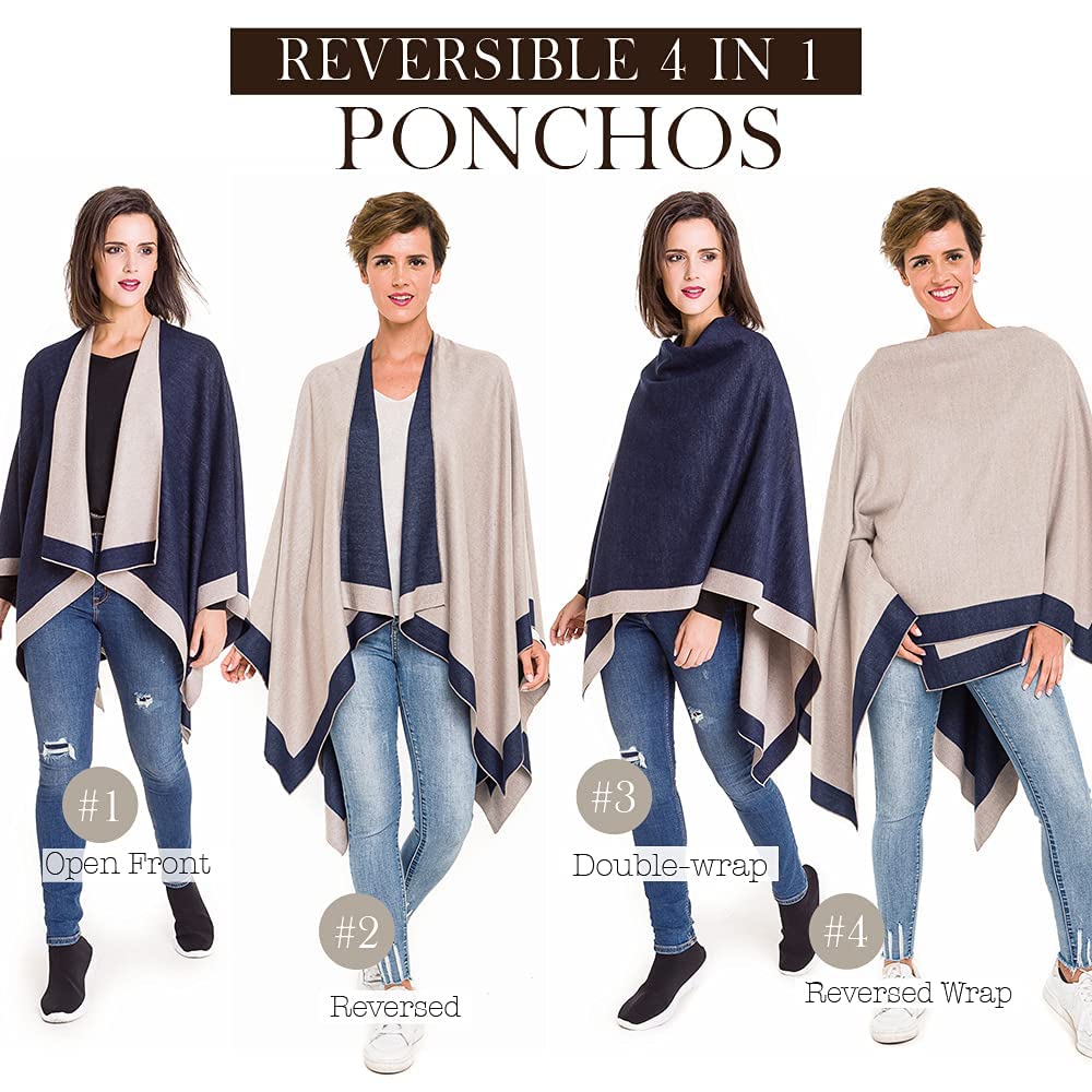 MELIFLUOS DESIGNED IN SPAIN Châle Wrap Poncho Ruana Cape Cardigan Chandail Ouvert devant pour l'Automne Hiver