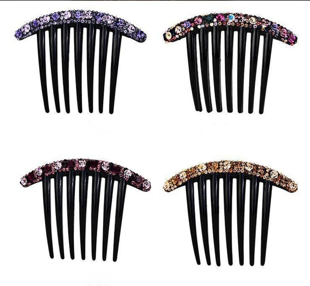 Houchu Simple Minority Women Temperament Fashion Design All-Match Rhinestone Hair Comb Korean Style Headwear Hair Accessories Seven-Tooth Comb(Light Purple) : Beauty & Personal Care