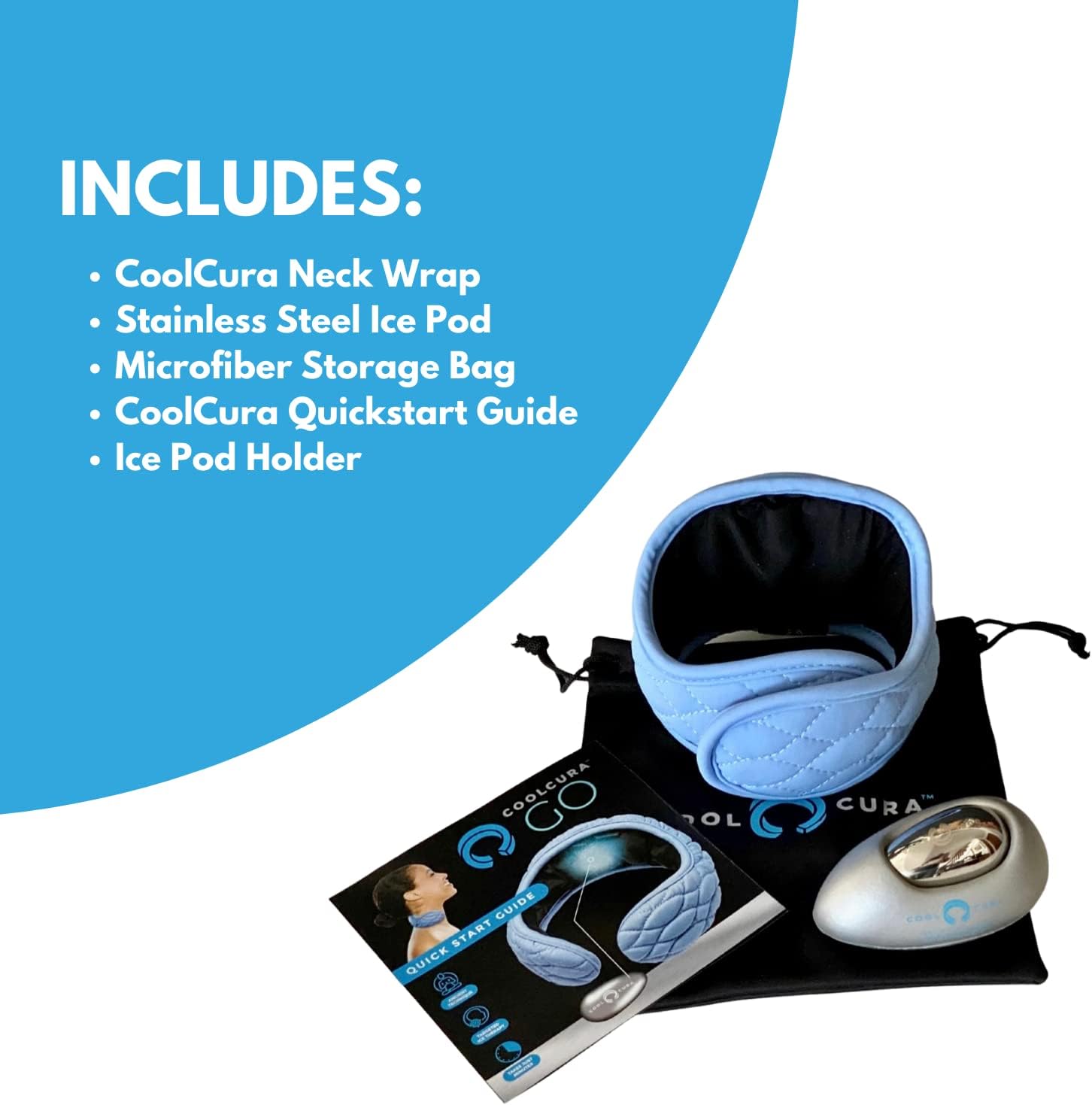 CoolCura Wearable Stress Relief Device - Natural Anxiety Relief & Pain Relief Using Ice Therapy & Feng Fu Acupuncture Point - Cooling Neck Wrap for Headache Relief & Mood Boost - Adjustable Band : Health & Household