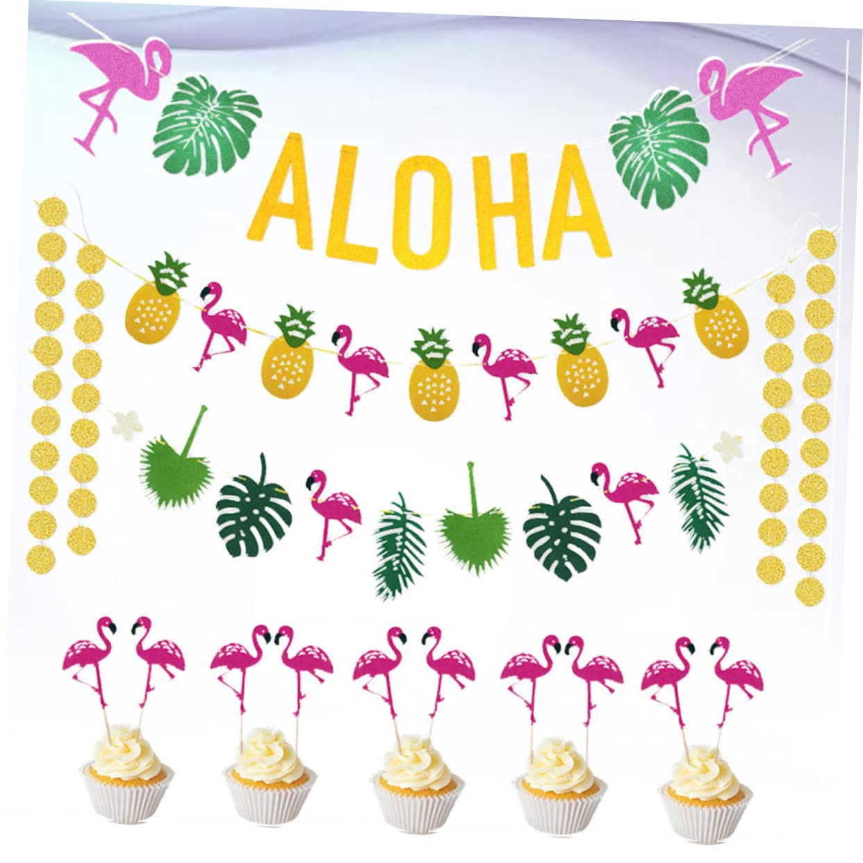 ibasenice 3stücke Hawaiian Party Dekoration Mit Aloha Banner Tropischen Girlanden Und Zubehör Für Sommer Garten Und Strandpartys Atmosphäre Für Jeden Anlass