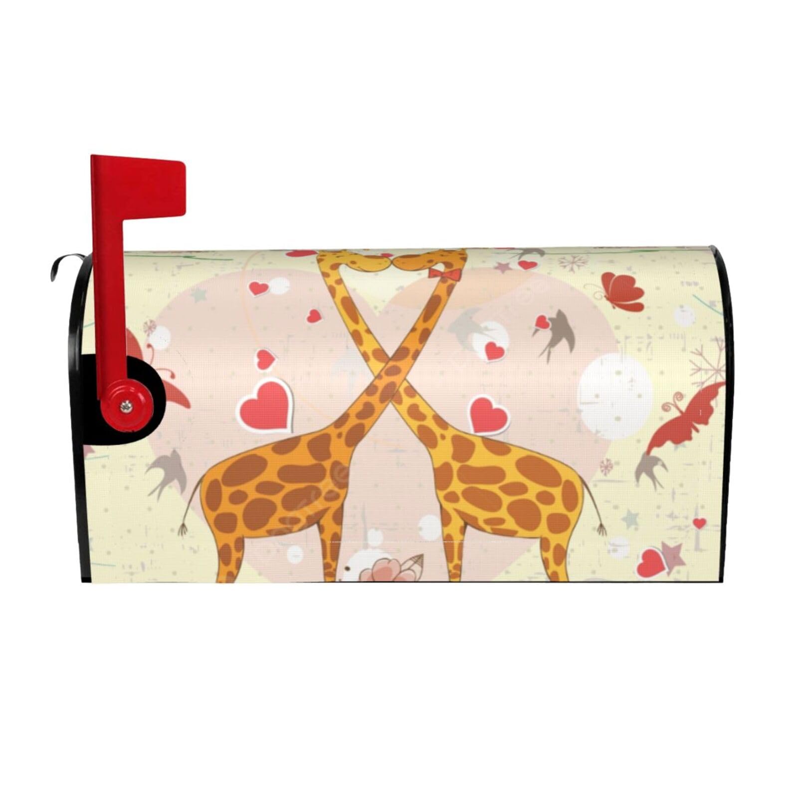 Giraffe Heart Flower Butterfly Print Mailbox Cover Wraps Post Letter Box Cover Decor For Outside Garden Yard Farmhouse Home