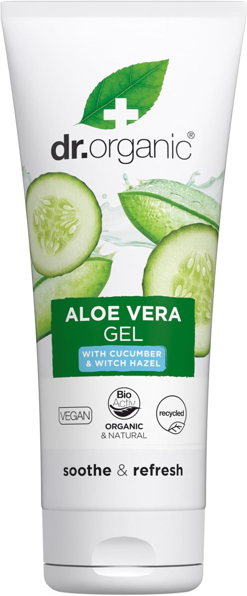 Dr Organic Aloe Vera Gel with Cucumber, Soothing, All Skin Types, Natural, Vegan, Cruelty-Free, Paraben & SLS-Free, Recycled & Recyclable, Organic, 200ml, Packaging may vary