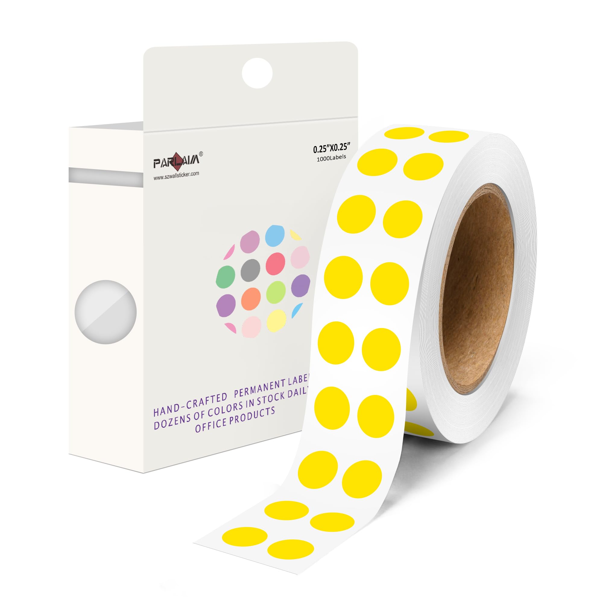 PARLAIM 0.25 inch Yellow Circle Dot Stickers, 1000pcs Round Colored Sticker for Color Coding Label