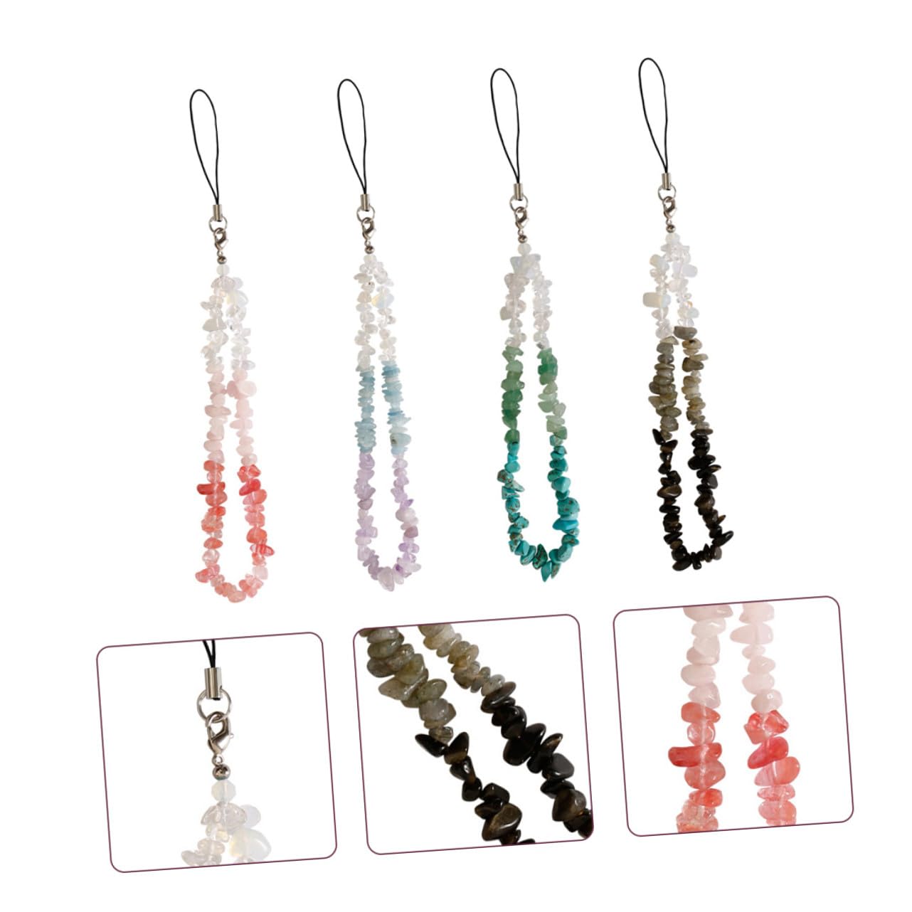 EXCEART 2 Series Cuerda De Teléfono De Naturales Antideslizante Accesorios Para Colgar Móvil Colores 4 Piezas*2