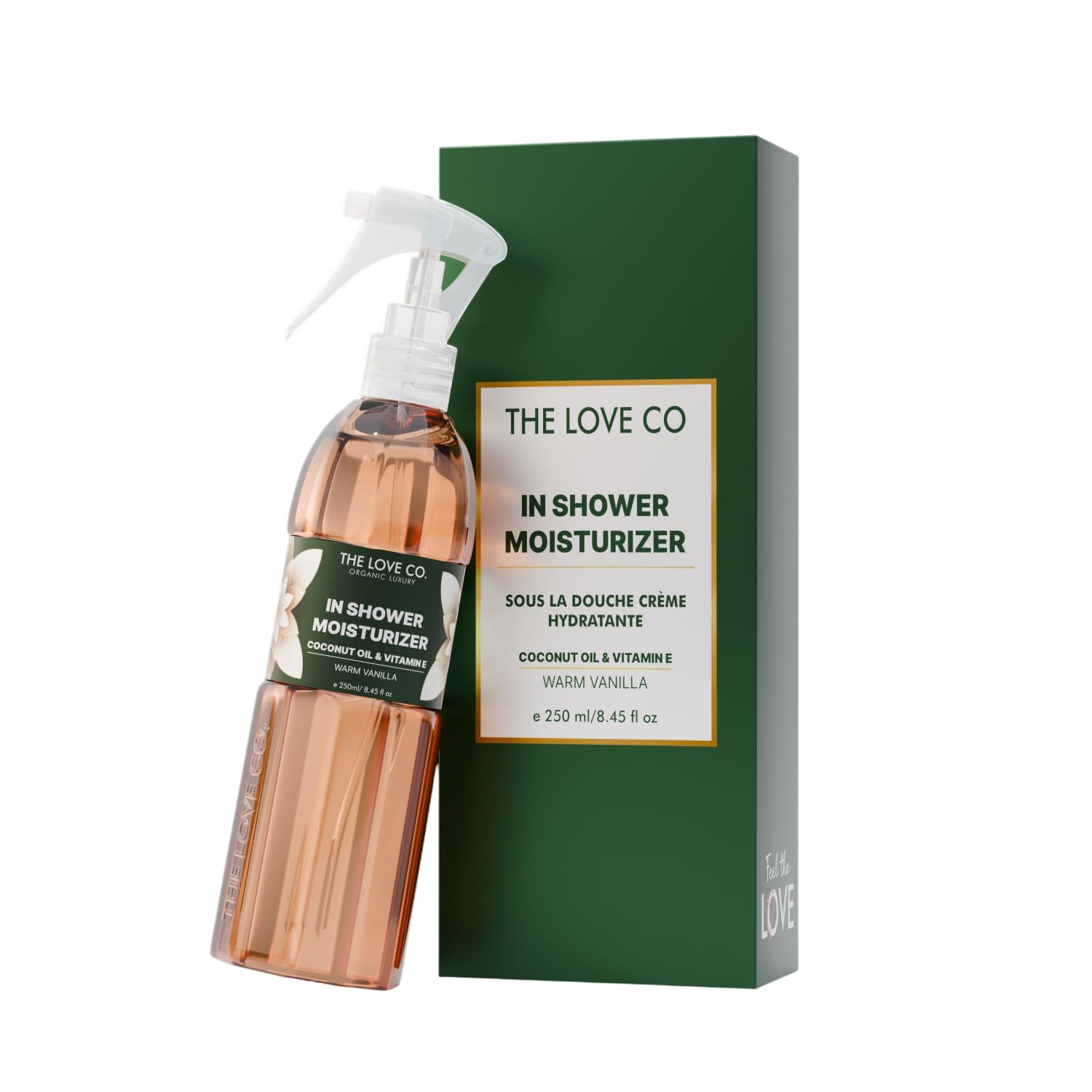 THE LOVE CO Warm Vanilla In-Shower Body Moisturizer 250ml | Coconut Oil & Shea Oil | For All Skin Types | Hydrates & Plumps | Reduces Dryness & KP Bumps | Non-Greasy