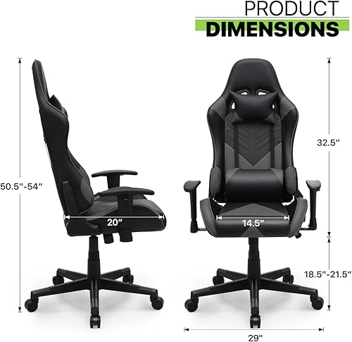 Miniatura 3 de Magshion Silla de escritorio para computadora reclinable de 90 a 135, respaldo alto, silla de juegos de altura ajustable con soporte lumbar, silla