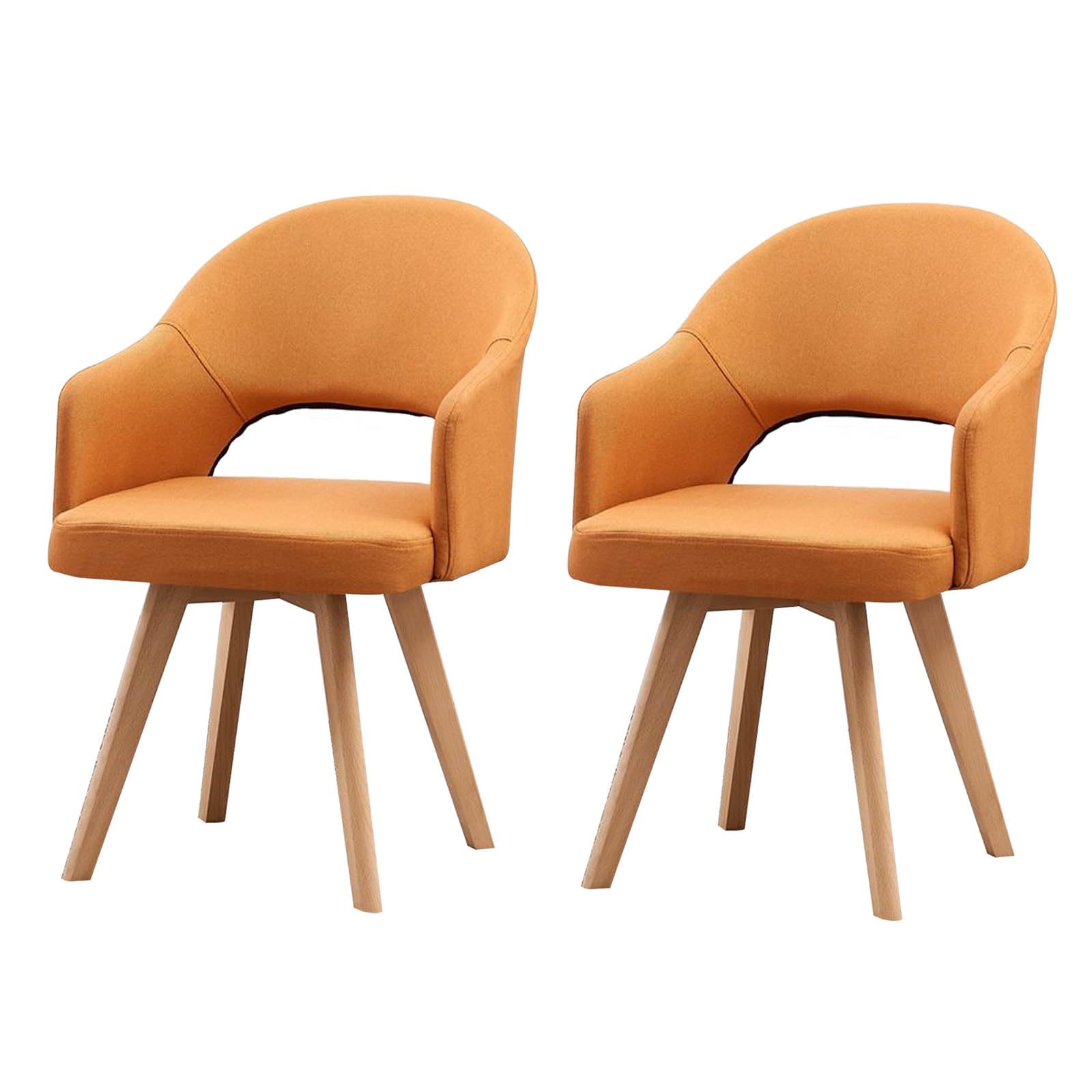 Chaise salle a manger pivotante en bois et tissu moderne lot de 2