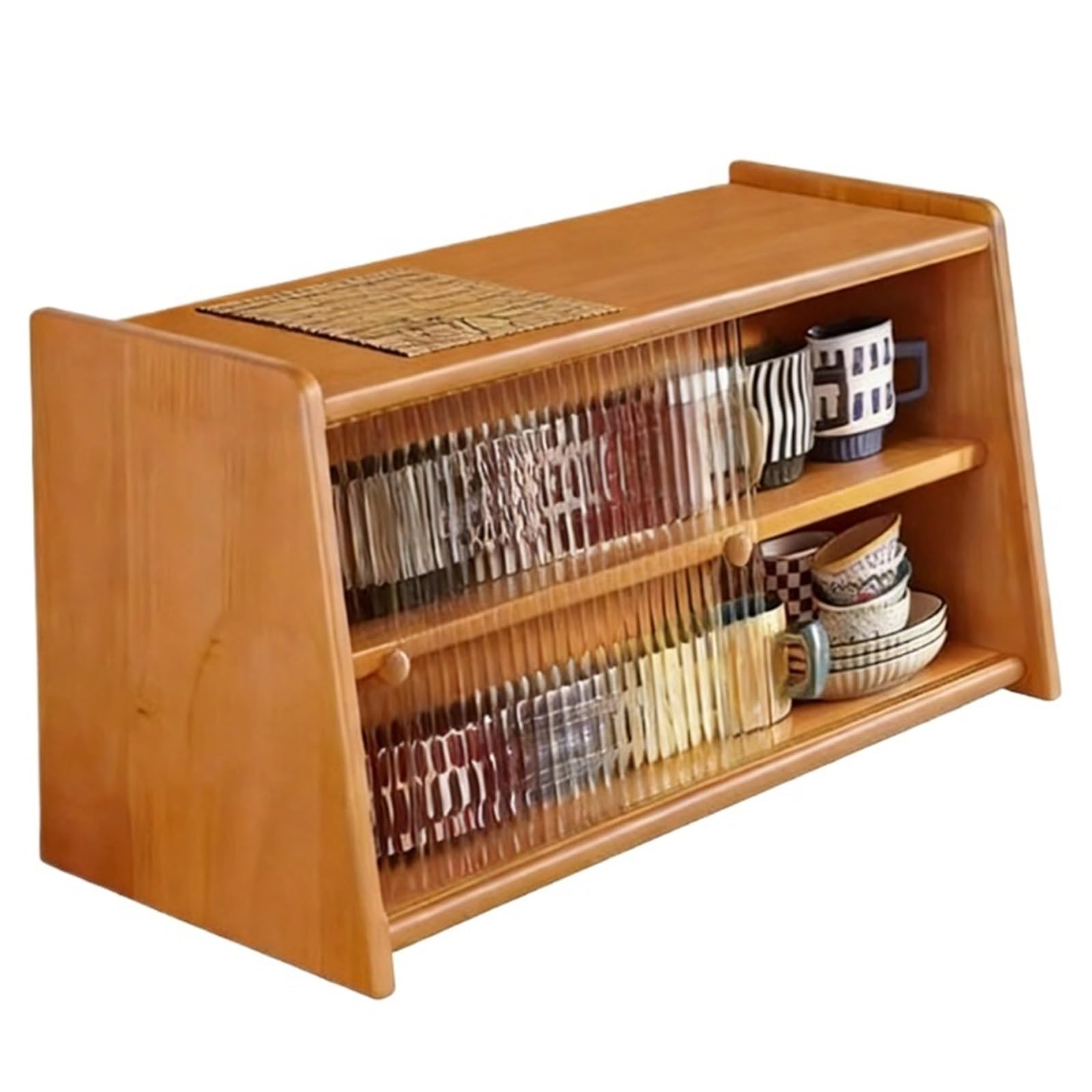 CYairong-22 Cup Display Shelf Solid Wood trapezoidal Cup Holder Coffee storagen Table top Placement Coffee Mug Display Rack(Wood)