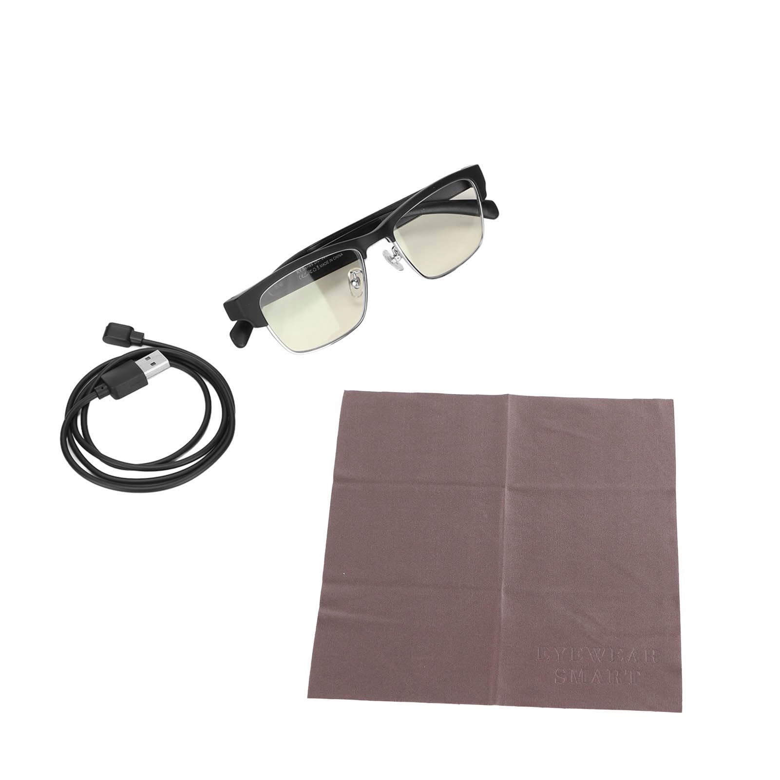 Naroote Occhiali Intelligenti Wireless con Cuffie Auricolari Aperte per Musica e Chiamate per attività All'aperto (Modello con montatura in argento)