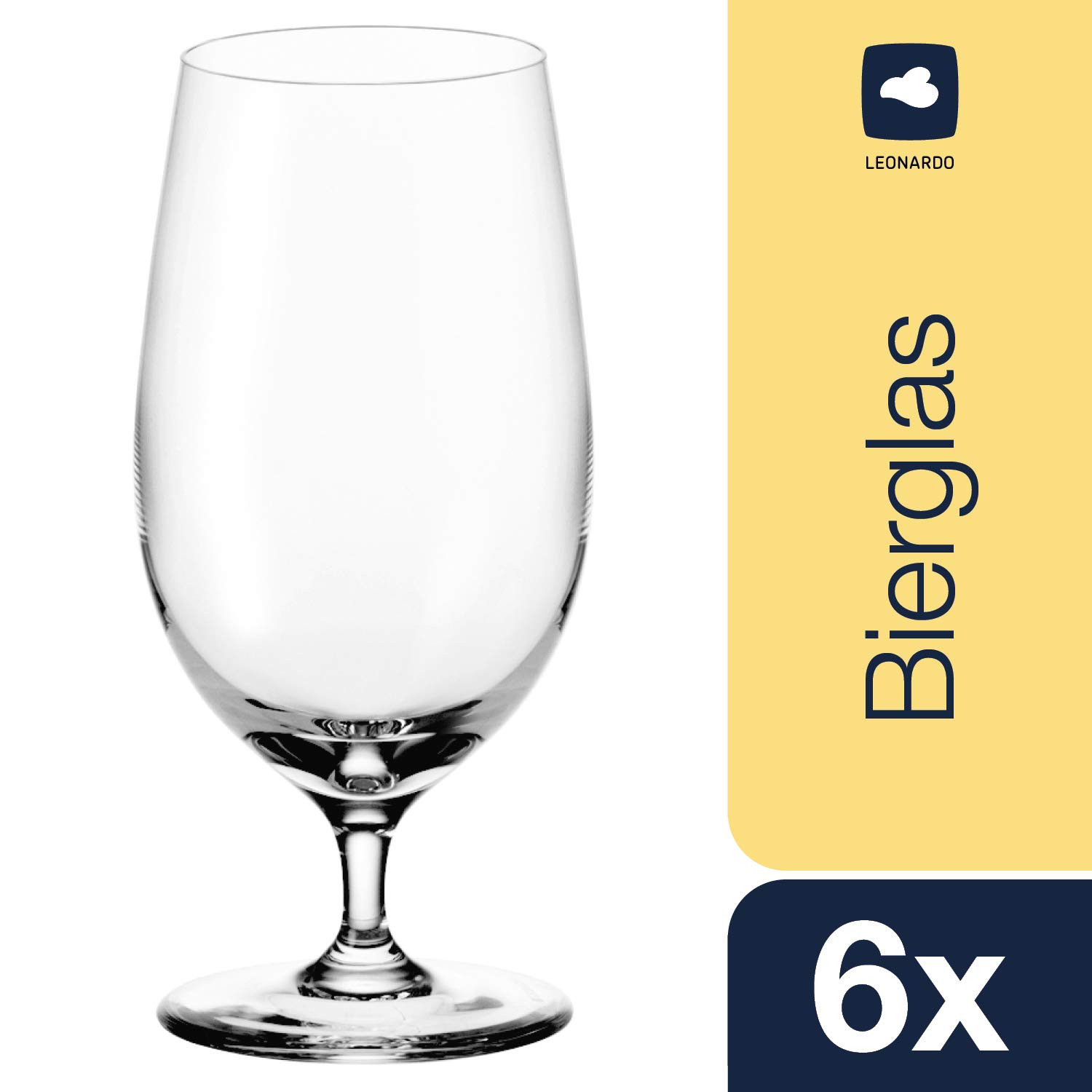 LEONARDO HOME CIAO+ Bicchieri da birra in vetro, trasparente, 6 pezzi (confezione da 1)