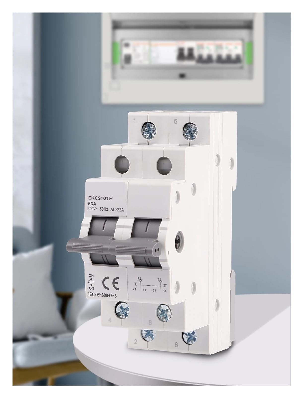 Interruttore di trasferimento manuale a doppia alimentazione su guida Din Interruttore di commutazione modulare Interruttore di interblocco 1P 2P 4P 40A 230V EKCS101(63A,4P 400V)