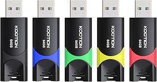64GB USB 3.0 Stick 5-Pack, KOOTION USB Memory Flash Drive USB 3.0 Stick 64 GB Thumb Drive USB Drive with LED Indicator for Data Storage Jump Drive (64GB 5Pack Mixcolor)
