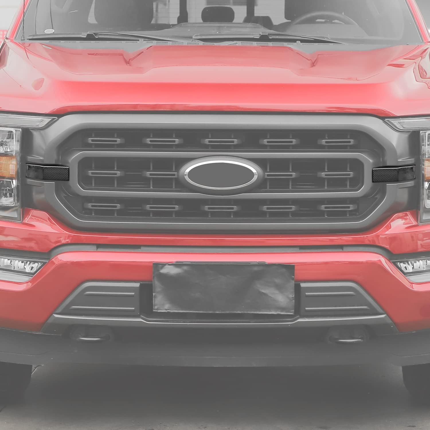 Jimen Compatible with Ford F150 2021-2023, Front Grille Cover Trim Exterior Accessories (Carbon Fiber)