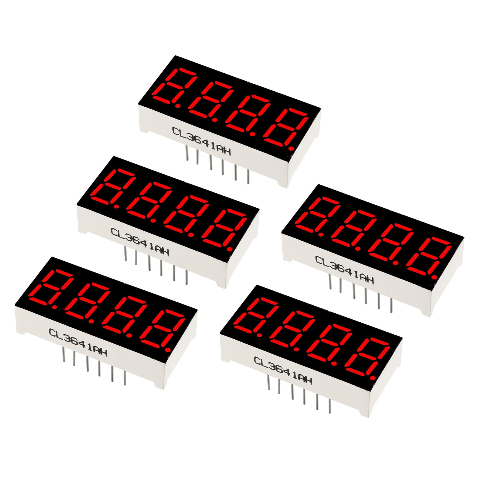 YOKIVE 5er Set 4-stellige 7-Segment LED-Anzeige – 0,35 Zoll, Gemeinsame Kathode, Rot, 12-Pin – Für Instrumente, Haushaltsgeräte & Arduino – Inkl. Antistatischem Hinweis