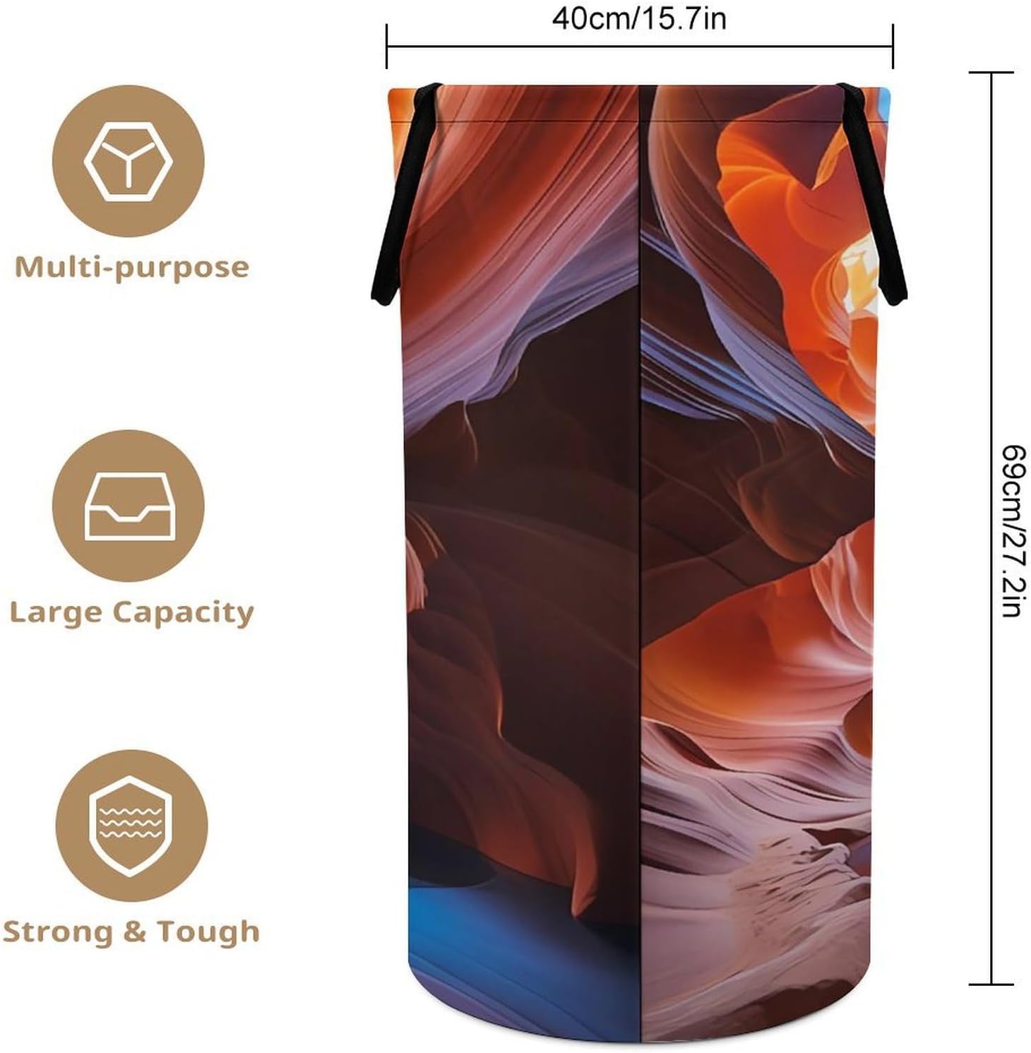 Antelope Canyon Laundry Basket Freestanding Laundry Hamper with Handles Waterproof Dirty Clothes Hamper Collapsible Washing Bin Aesthetic Clothes Basket for Bathroom Bedroom Dorm