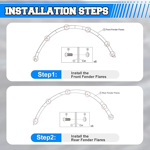 Miniatura 5 de ROXX Guardabarros delanteros y traseros de acero compatibles con Ford Bronco 2/4 puertas 2021-2025, 4 protectores de cubierta de rueda delantera y