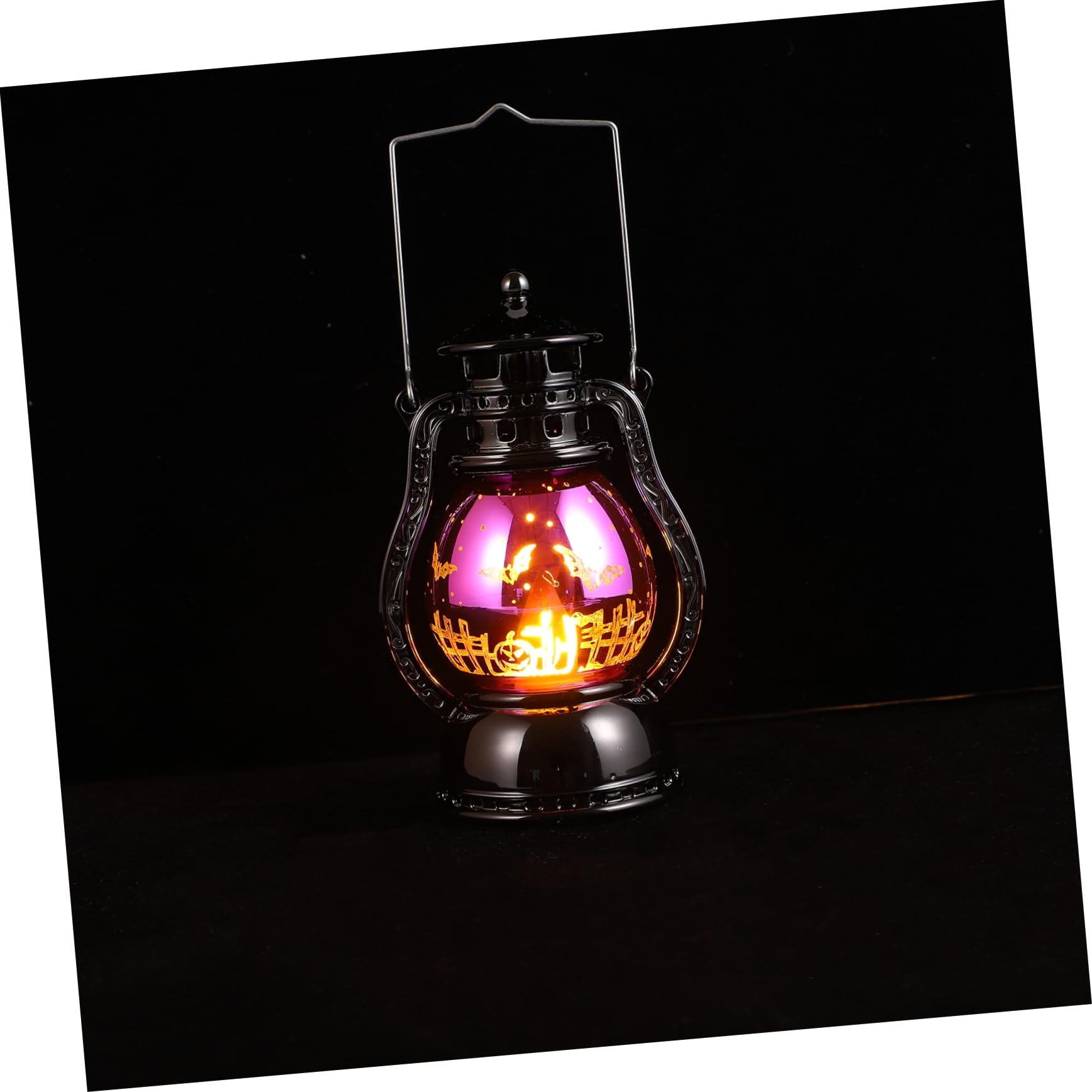 1Pc Lighting Vintage Lantern Lamps Halloween Ornament Halloween Festival lamp LED Night Light Christmas Outdoor Decorations Halloween Lamp Adornment Purple Child abs Props Flame