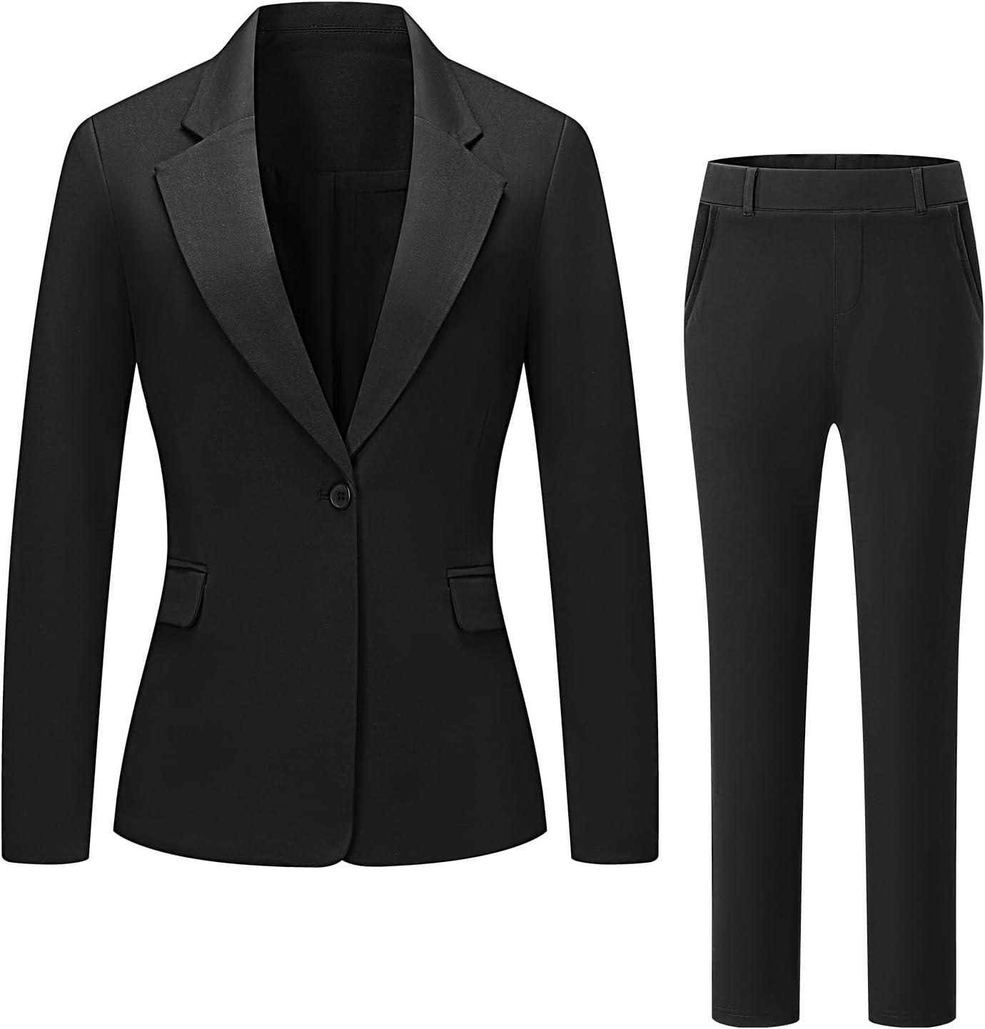 V VOCNI Women's Suits 2 Piece Set Office Business One Button Slim Fit Blazer Pants Suit Set Dressy Casual Workwear Outfits - Image 2