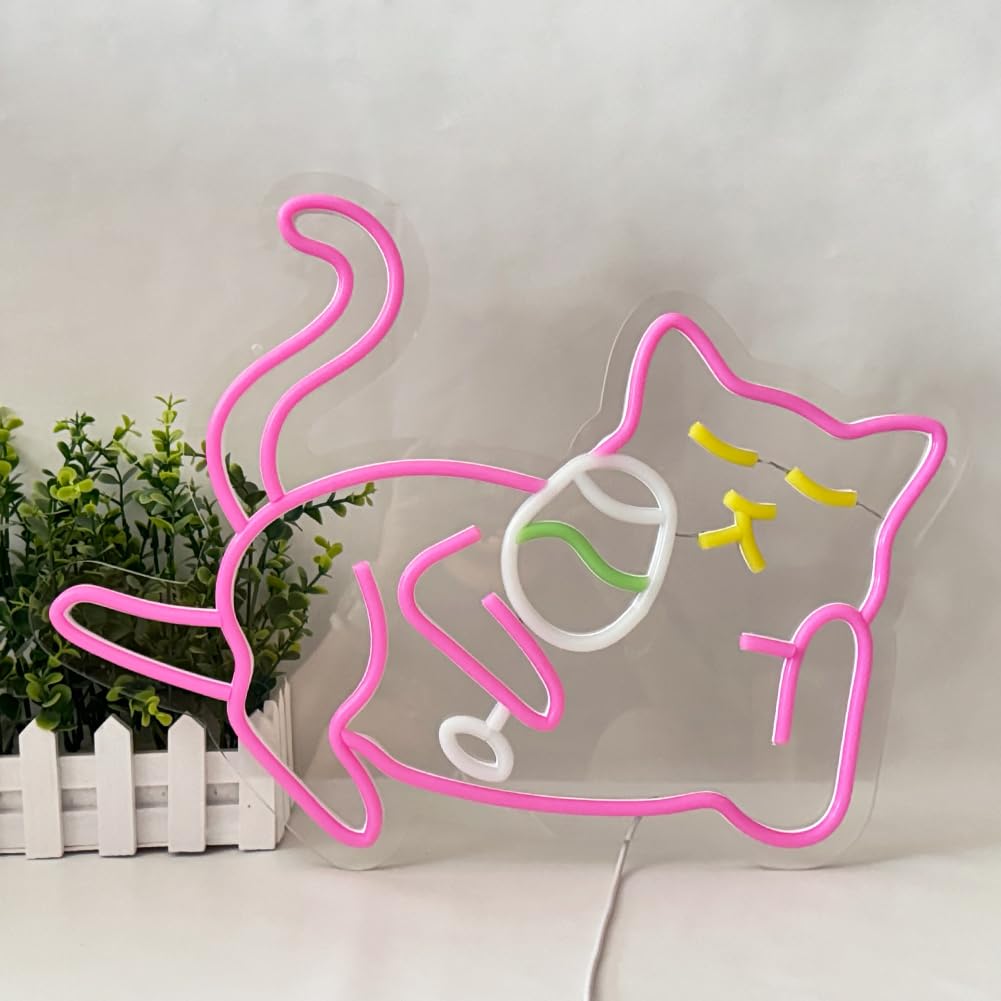 Amazon.co.jp: YUEYYNS 猫 ビール ネオンサイン 壁の装飾用バー ネオン