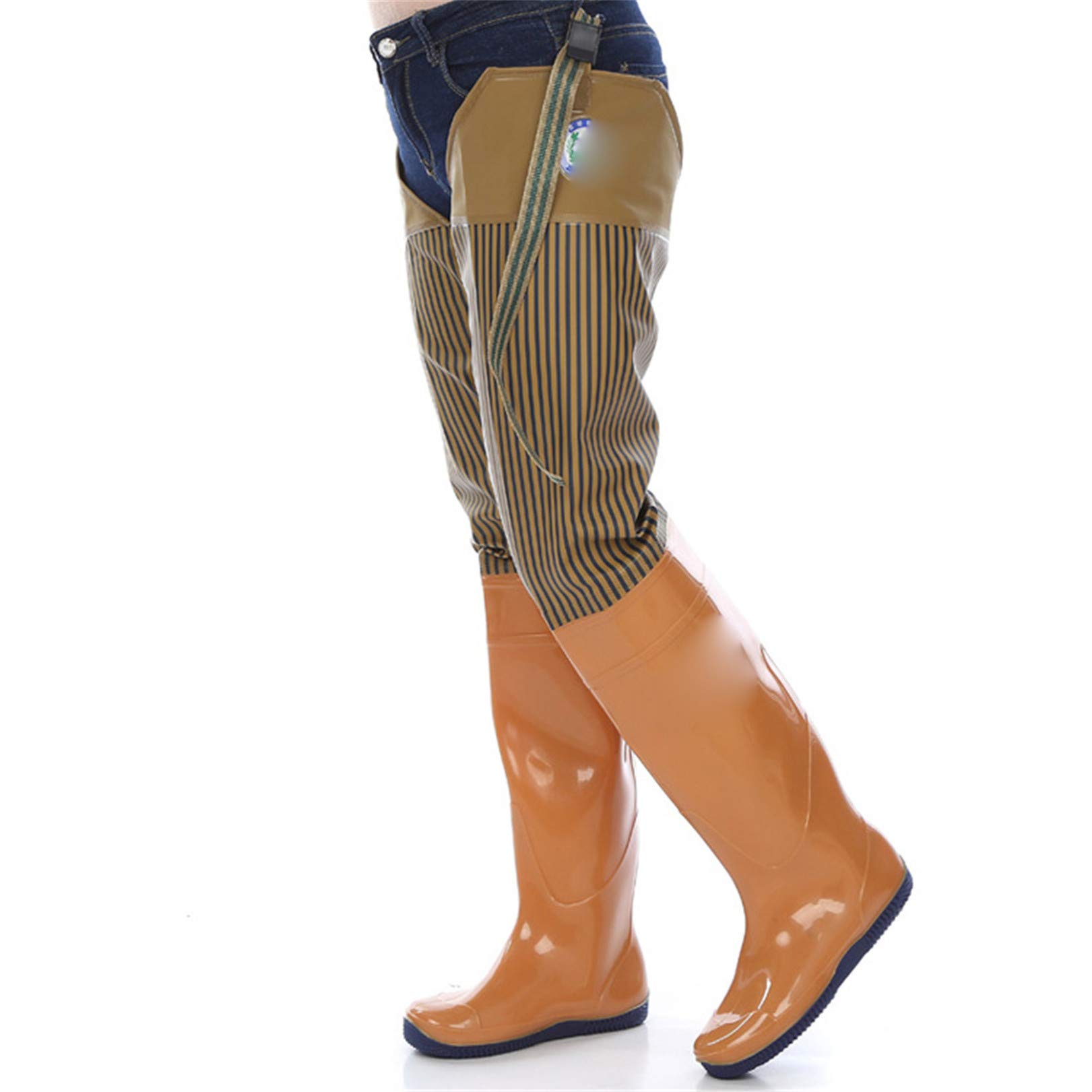 wasserdichte Gummi PVC Nylon Watstiefel Anglerhose für Männer und Frauen rutschfest und Verschleißfest Watstiefel Wathose Atmungsaktive Bootfoot Fisch Teich Watthosen,Gelb,42 EU