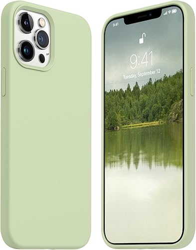 JELE Funda diseñada a prueba de golpes para iPhone 12 Pro Max, funda de silicona líquida con forro de microfibra suave antiarañazos, protección