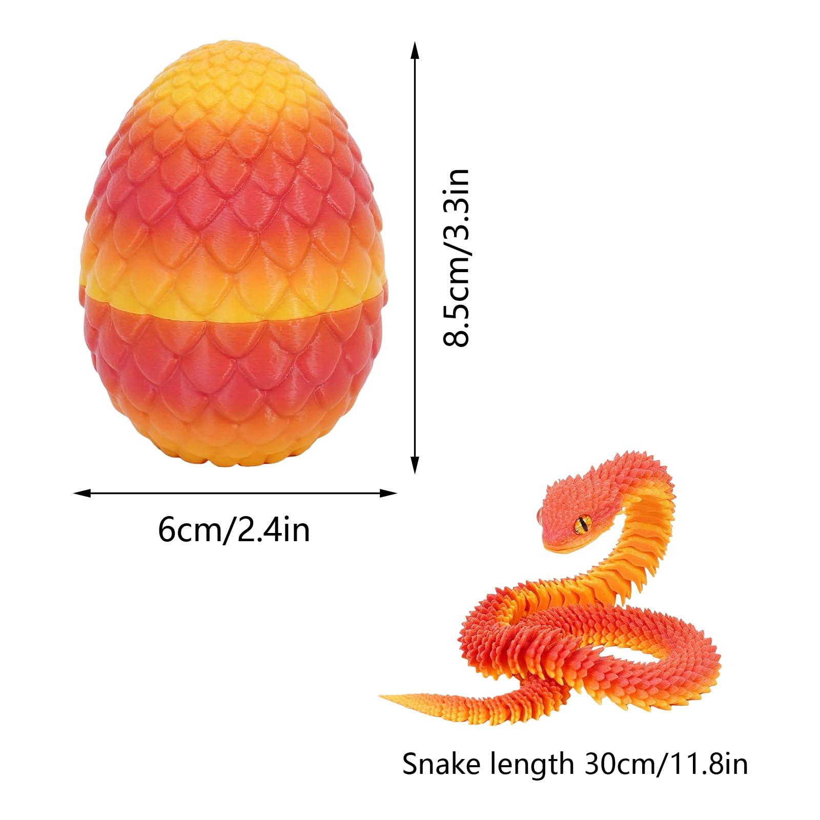 Œuf Serpent 3D WELLXUNK - Dragon Articulé Avec Œuf, Décor PLA, Jouet Stress Anti-Anxiété