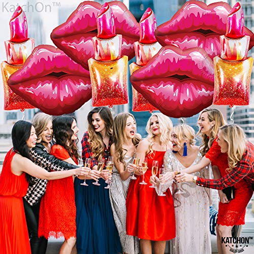 Image of KatchOn Giant Red Lip Balloons Set - 49 Inch Pack of 8 | Kiss & Lipstick Balloons | Pride Balloons for Pride Decorations | Spa Party & Girls Party Decorations